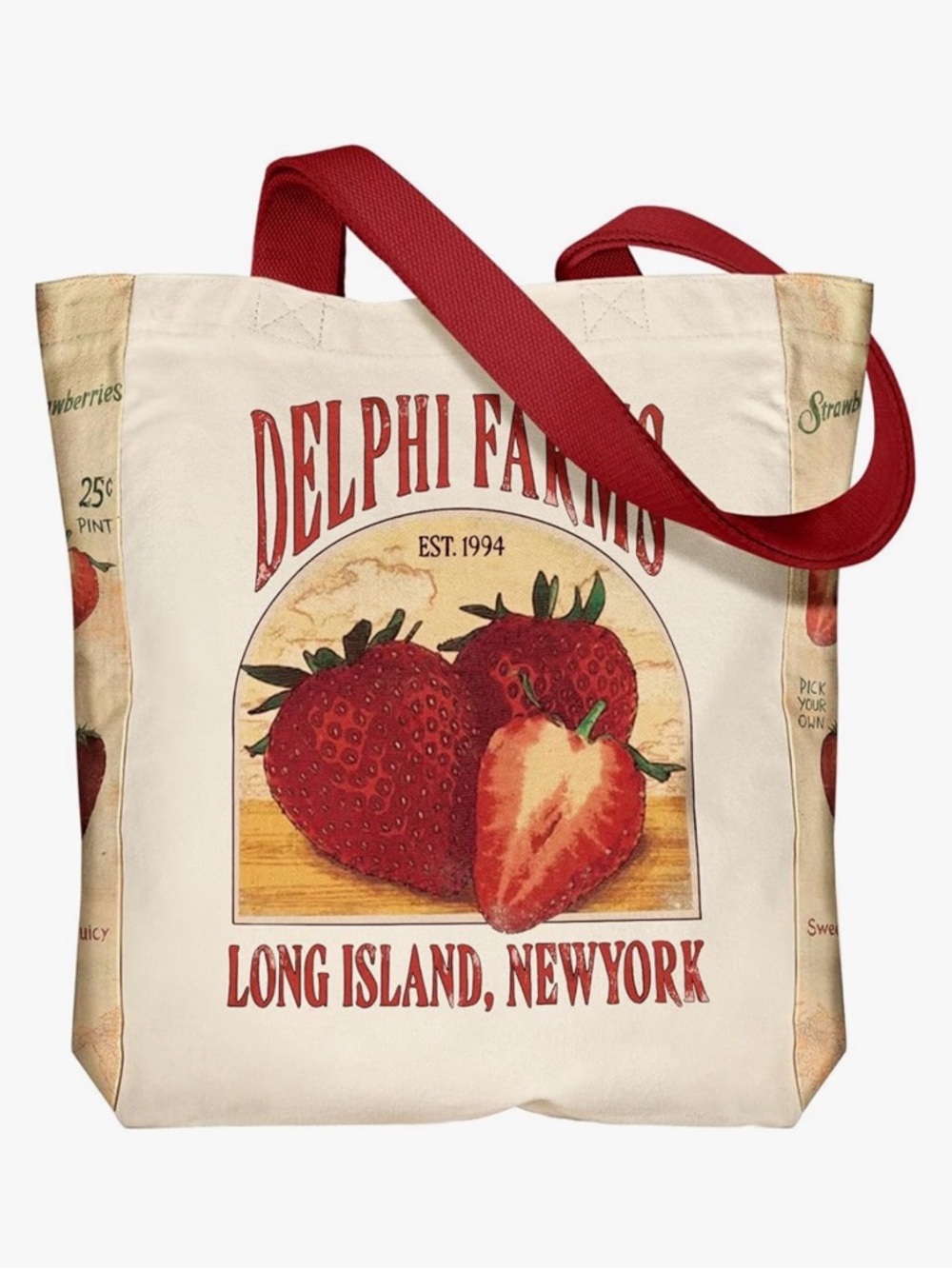 Strawberries Miss Adola Aesthetic Heavy Canvas Tote Bag cotton large pocket